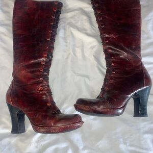Born Dark Red Heeled Boots